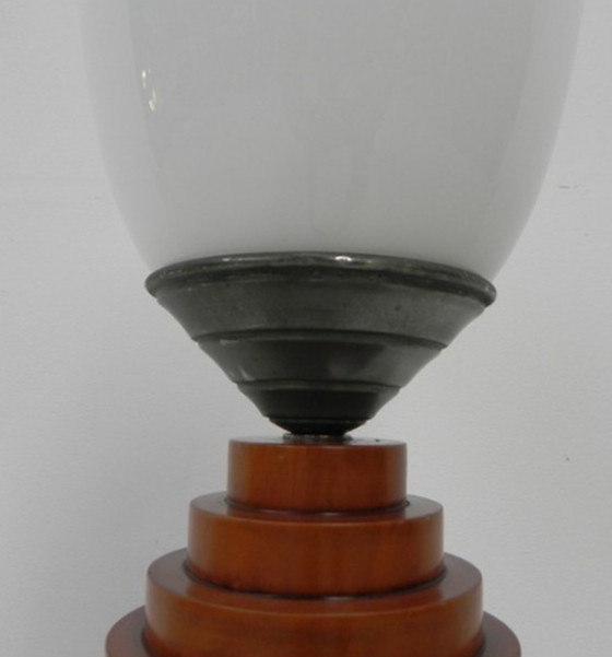 Image 1 of Art deco table lamp, desk lamp with glass shade