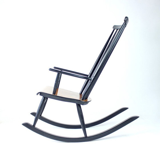 Image 1 of Vintage beechwood rocking chair by Varjosen Puunjalostus, Finland 1960s