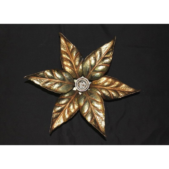 Image 1 of Vintage floral wall light by Willy Daro Hollywood Regency 1970s
