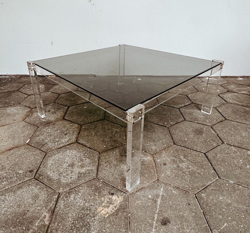 Transparent coffee table with glass top, 1970's