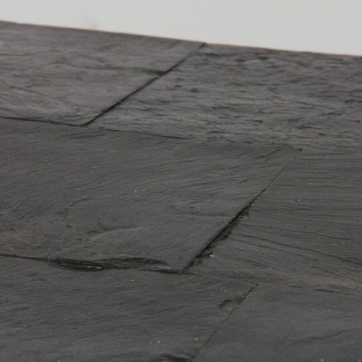 Vintage wood and slate coffee table, 1970