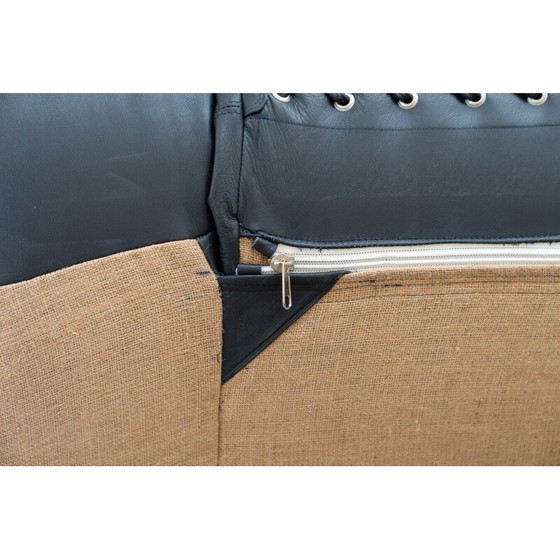 Image 1 of Vintage Anfibio sofa bed in cowhide and iron by Alessandro Becchi for Giovannetti Collezioni, 1970