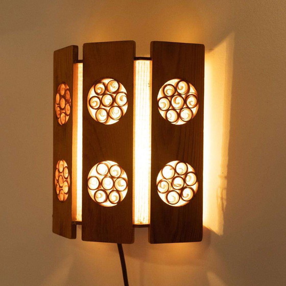 Image 1 of Vintage pine wall lamp 1960s Sweden Scandinavian wall scone