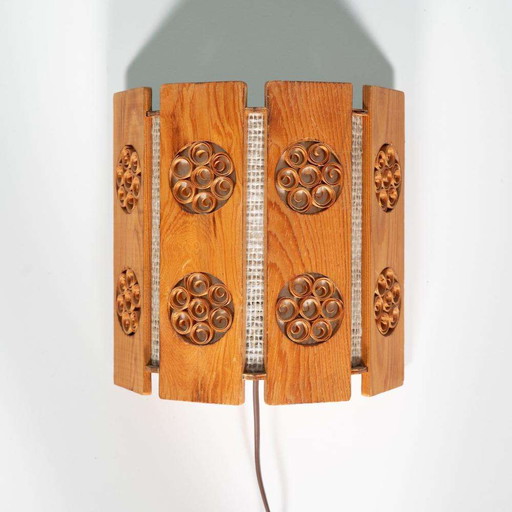 Lampe murale vintage en pin 1960 Suède Scone murale scandinave