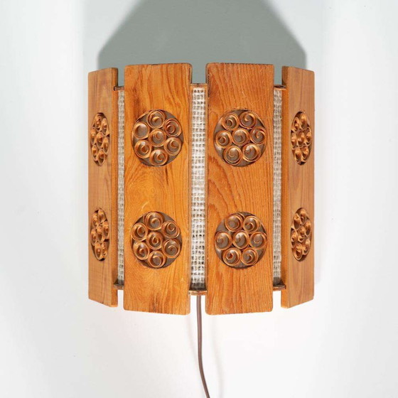 Image 1 of Lampe murale vintage en pin 1960 Suède Scone murale scandinave