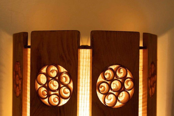 Image 1 of Lampe murale vintage en pin 1960 Suède Scone murale scandinave