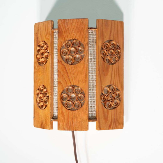 Image 1 of Vintage pine wall lamp 1960s Sweden Scandinavian wall scone