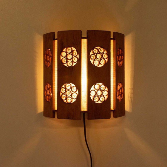 Image 1 of Vintage pine wall lamp 1960s Sweden Scandinavian wall scone