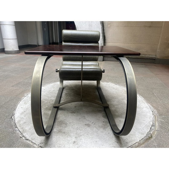 Image 1 of Vintage steel, leather and mahogany desk by Marzio Cecchi for Studio Most, Italy 1969