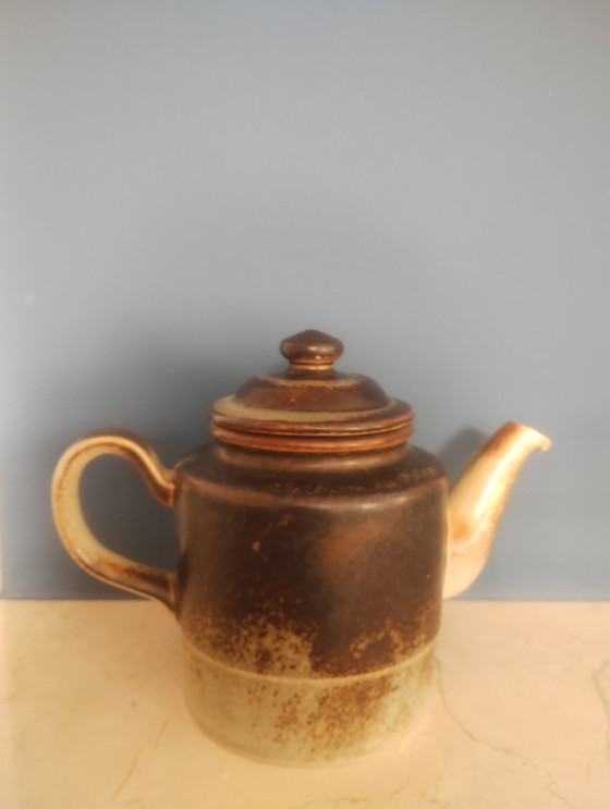 Image 1 of Porsgrund Teapot And 6 Deep Plates