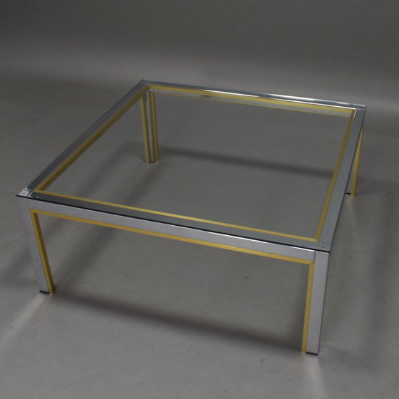 Image 1 of Romeo Rega coffee table in chrome and gold Italy, 1970's