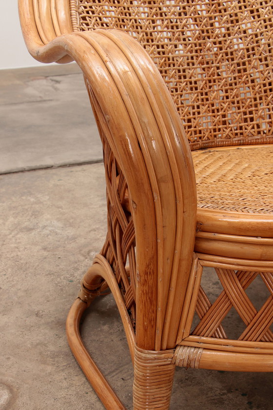 Image 1 of French Bohemian set of 2 Bamboo chairs from the 1960s.