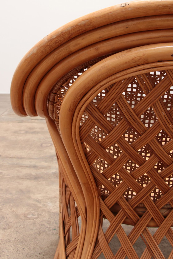 Image 1 of French Bohemian set of 2 Bamboo chairs from the 1960s.