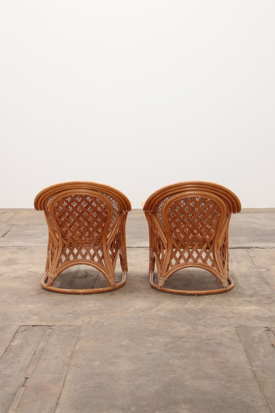 Image 1 of French Bohemian set of 2 Bamboo chairs from the 1960s.