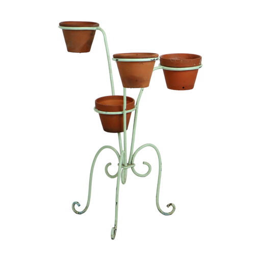 Vintage French Plant Rack Wrought Iron