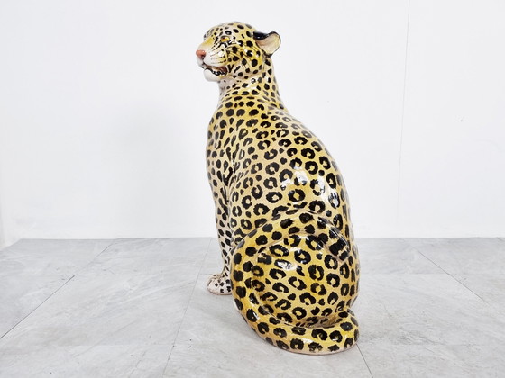 Image 1 of Italian Glazed Terracotta Leopard Figure, 1960s