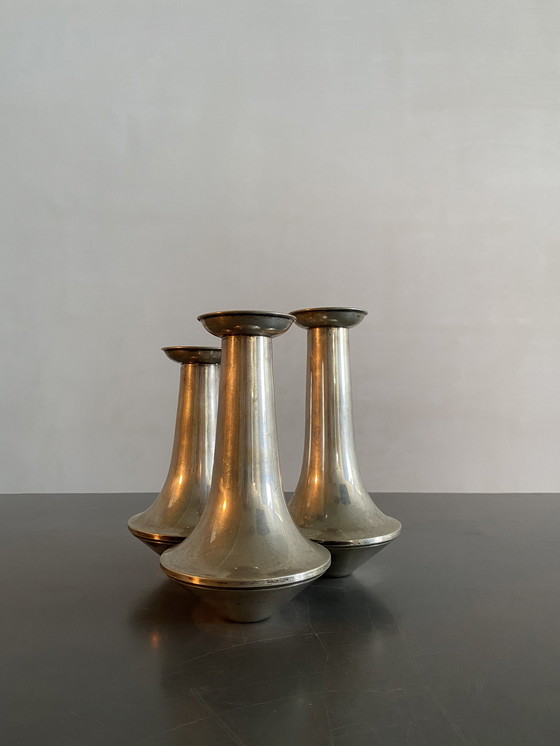 Image 1 of Lino Sabattini Set of Three Joint Silver Plated Vases, Italy, 1960s