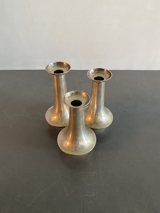 Image 1 of Lino Sabattini Set of Three Joint Silver Plated Vases, Italy, 1960s