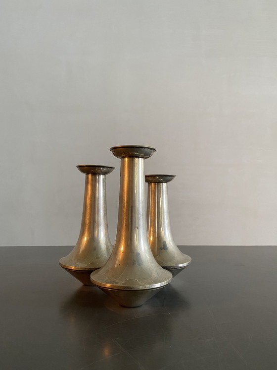 Image 1 of Lino Sabattini Set of Three Joint Silver Plated Vases, Italy, 1960s