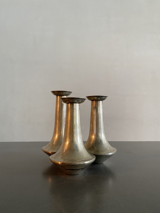 Image 1 of Lino Sabattini Set of Three Joint Silver Plated Vases, Italy, 1960s