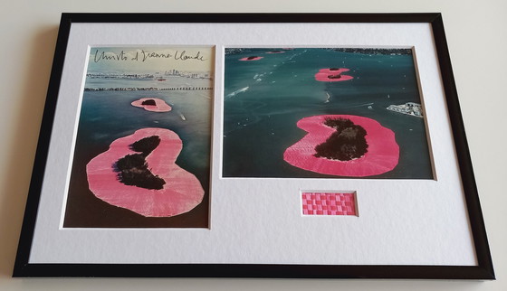 Image 1 of Christo & Jeanne-Claude - Surrounded Islands - Hand signed art card + original fabric piece