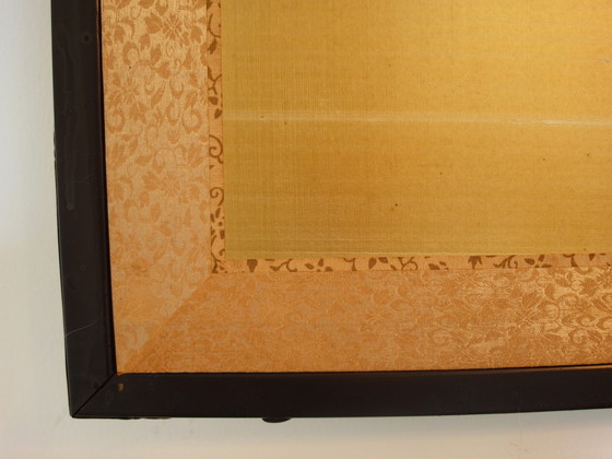 Image 1 of Japanese Byobu screen silk with handpainted cherryblossom