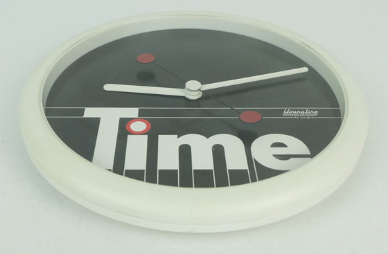 Image 1 of rare 1980 junghans youngline wall clock 'time' postmodern design memphis era