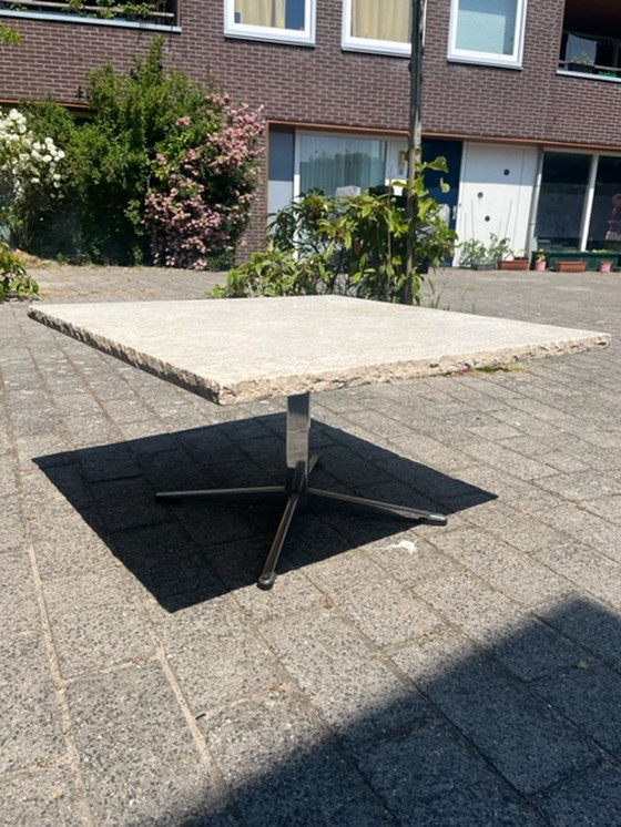 Image 1 of Mid Century coffee table - chrome travertin