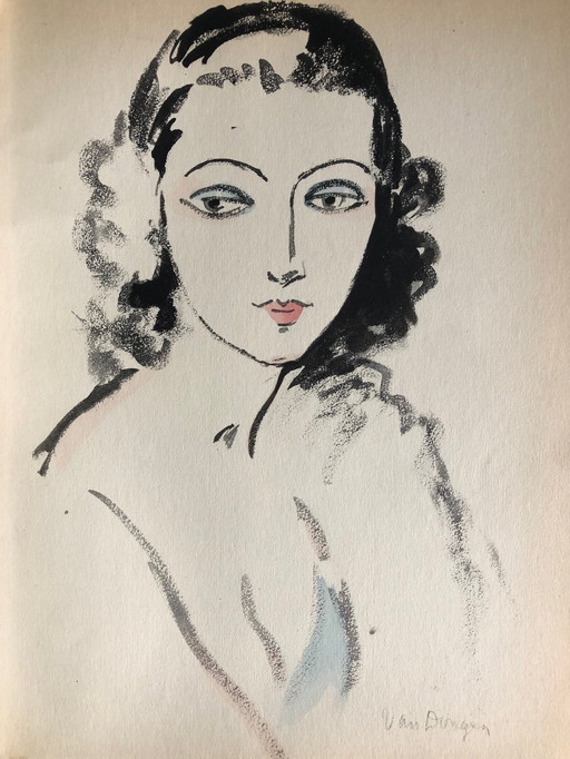 Kees van Dongen pochoir Portrait de Femme