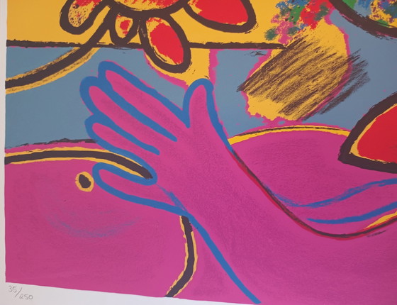 Image 1 of Corneille Screenprint "Femme Et Oiseaux" - Woman And Bird.