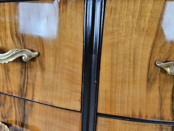 Image 1 of Chippendale Chest Of Drawers In Walnut Burl And Blond Walnut