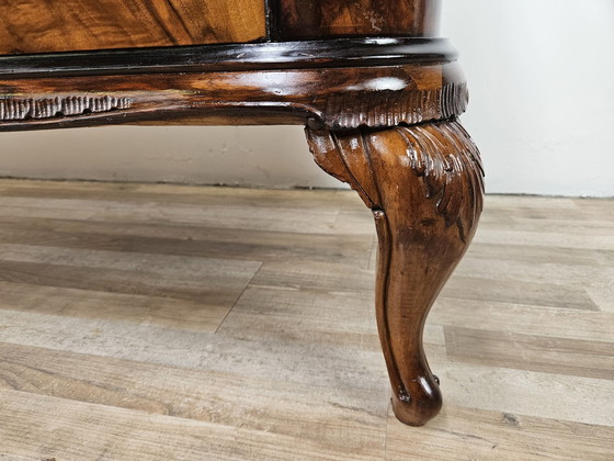 Image 1 of Chippendale Chest Of Drawers In Walnut Burl And Blond Walnut