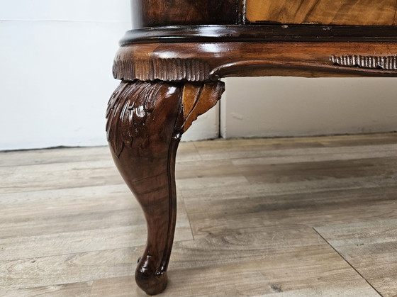 Image 1 of Chippendale Chest Of Drawers In Walnut Burl And Blond Walnut