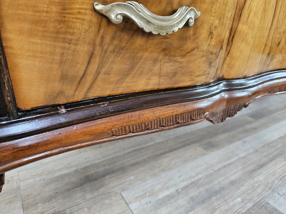 Image 1 of Chippendale Chest Of Drawers In Walnut Burl And Blond Walnut