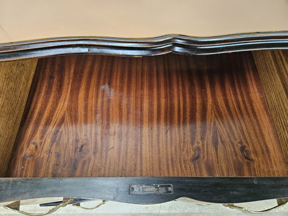 Image 1 of Chippendale Chest Of Drawers In Walnut Burl And Blond Walnut