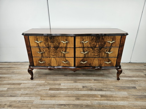 Chippendale Chest Of Drawers In Walnut Burl And Blond Walnut