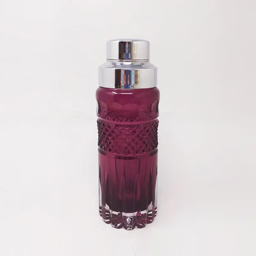 1960S Gorgeous Purple Bohemian Cut Glass Cocktail Shaker. Made In Italy