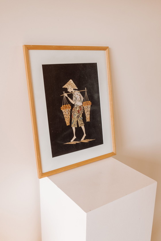 Image 1 of Conjunto de dos obras de arte orientales de mediados de siglo