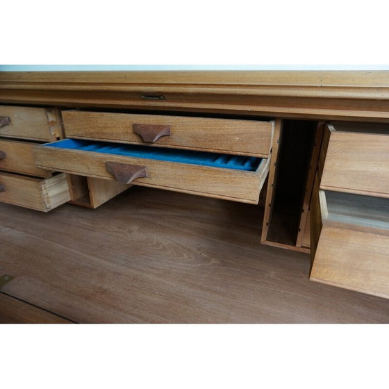 Image 1 of Secretaire vintage in mogano massello e pelle nera, anni '90