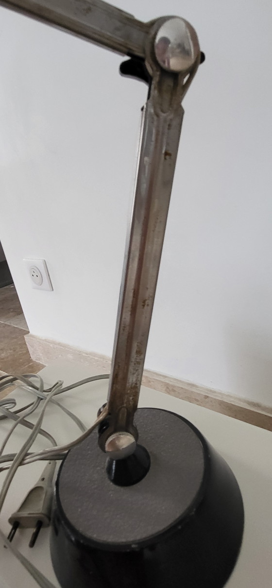 Image 1 of old grey articulated desk lamp