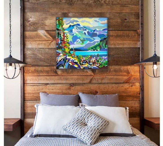 Image 1 of 50Х50Cm Original Acrylic Wall Art Painting "River Flows" Painting Abstract Modern