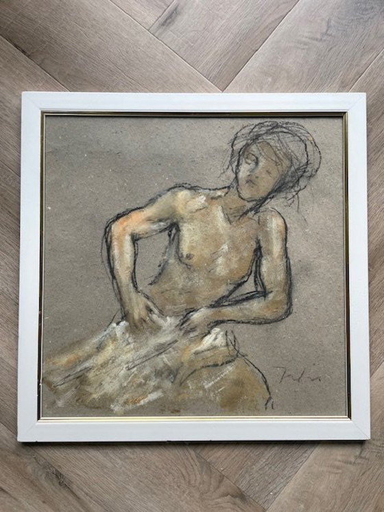 Image 1 of Chalk Drawing Female Nude Signed