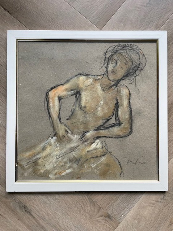 Image 1 of Chalk Drawing Female Nude Signed