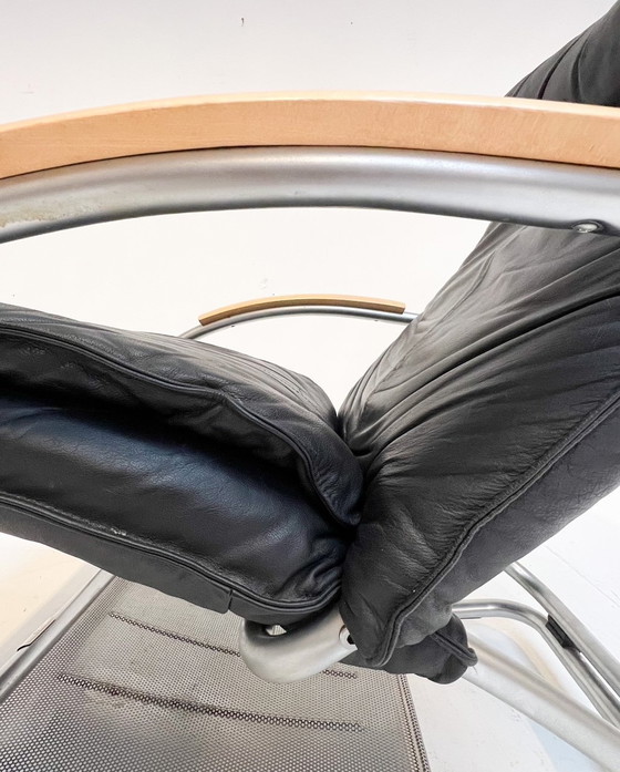 Image 1 of Leather Bonaldo Swing Lounge And Rocking Chair By Jochen Hoffman, 1990'S