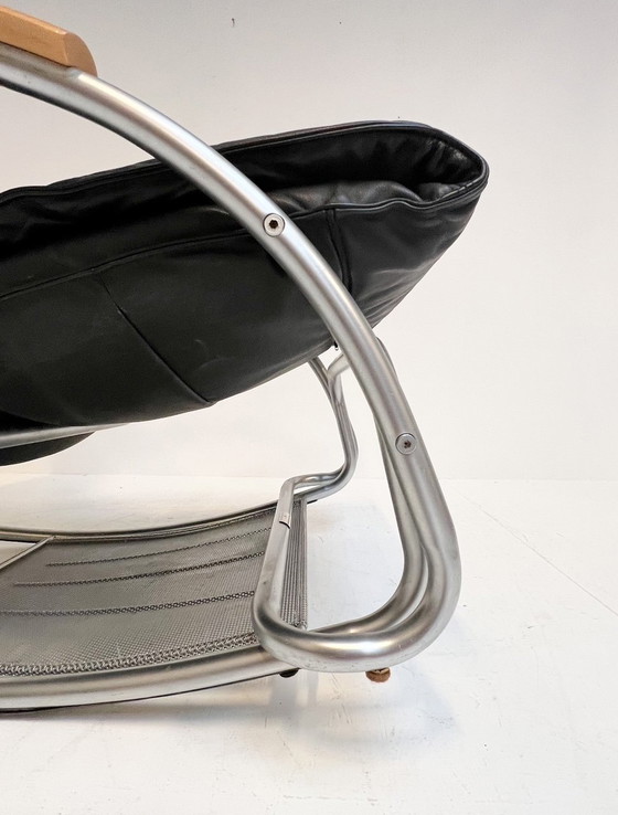 Image 1 of Leather Bonaldo Swing Lounge And Rocking Chair By Jochen Hoffman, 1990'S