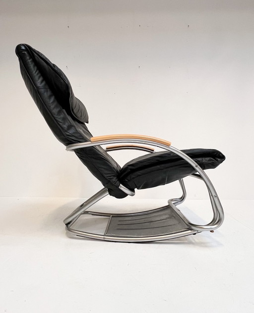 Leather Bonaldo Swing Lounge And Rocking Chair By Jochen Hoffman, 1990'S