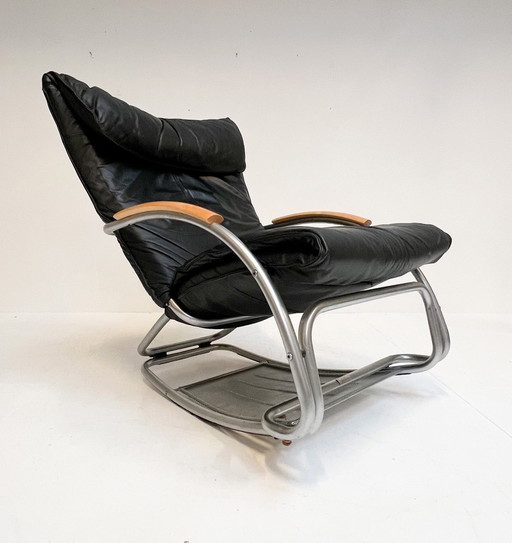 Leather Bonaldo Swing Lounge And Rocking Chair By Jochen Hoffman, 1990'S