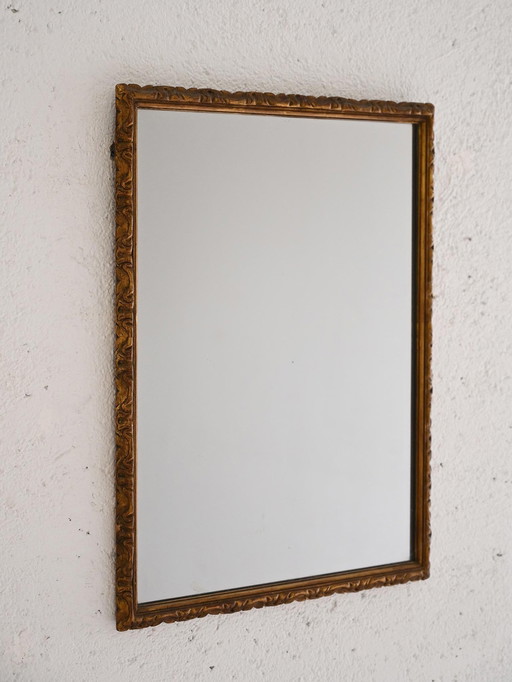 1950s Scandinavian Mirror with Carved Frame