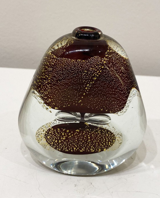 Image 1 of Bottiglia di profumo vintage in vetro di Murano italiano, intarsio in polvere d'oro, nello stile di Roger Gandelman