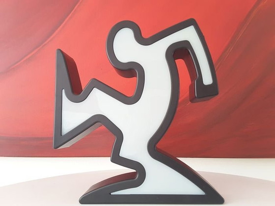 Image 1 of Keith Haring La Linea Lamp Osvaldo Cavandoli Black